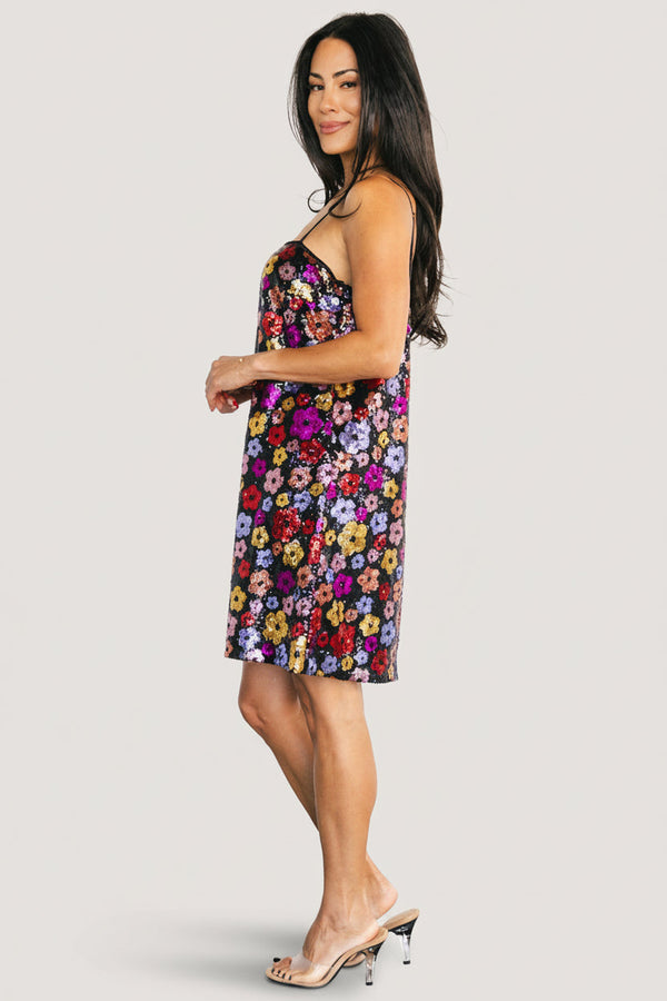 Malia Sequin Mini Dress | Black Multi