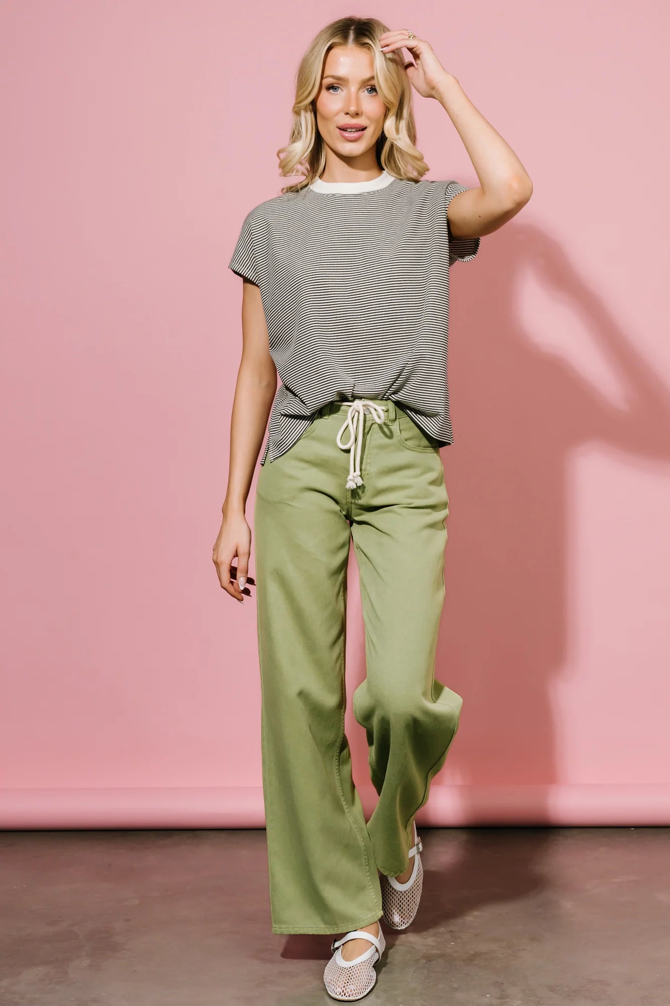 Mabel Mid Rise Soft Denim Pants | Green Secondary image