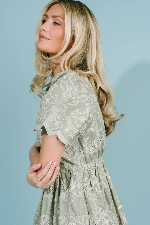 Margot Eyelet Midi Dress | Sage