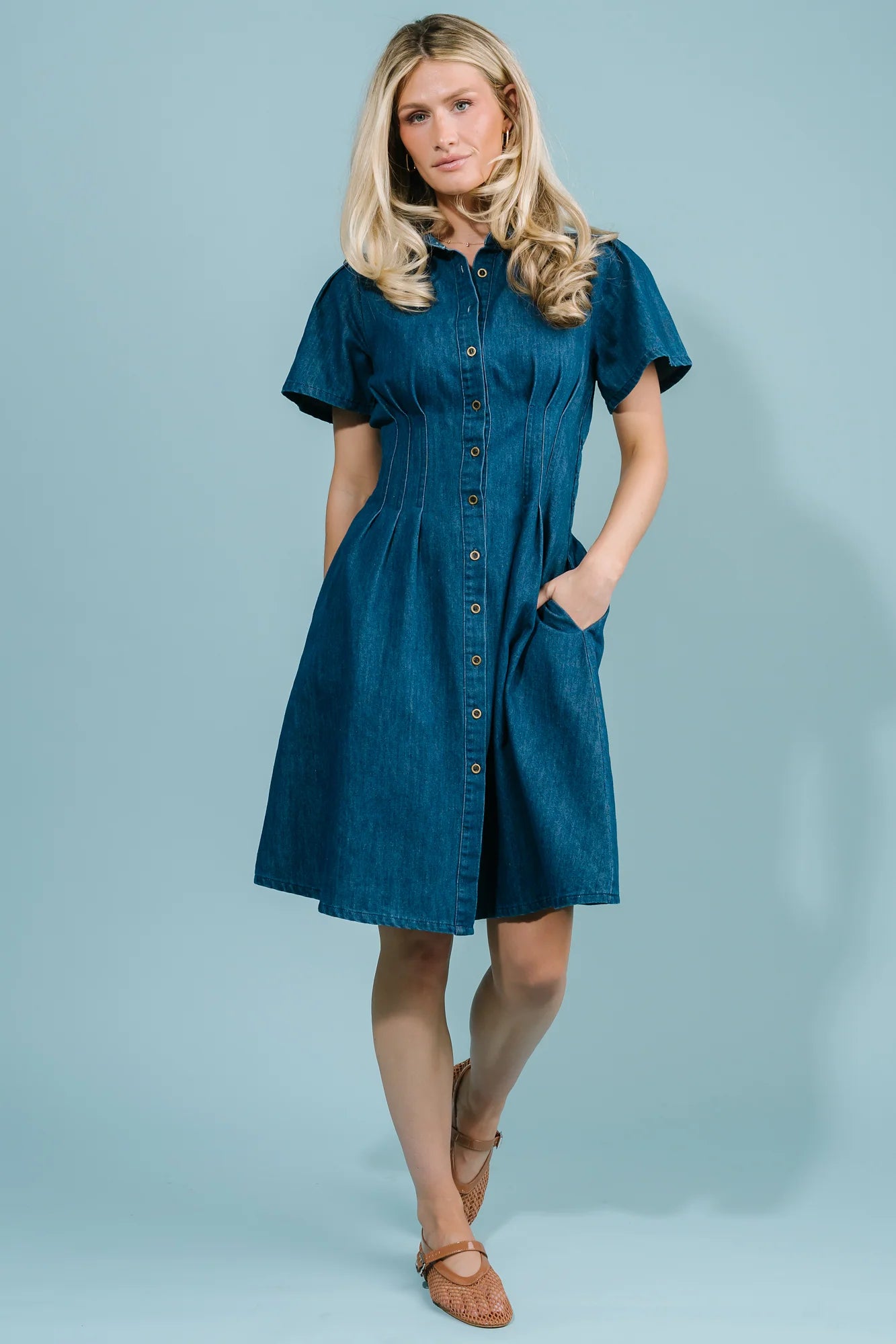 Coco Denim Short Dress | Dark Wash Secondary image