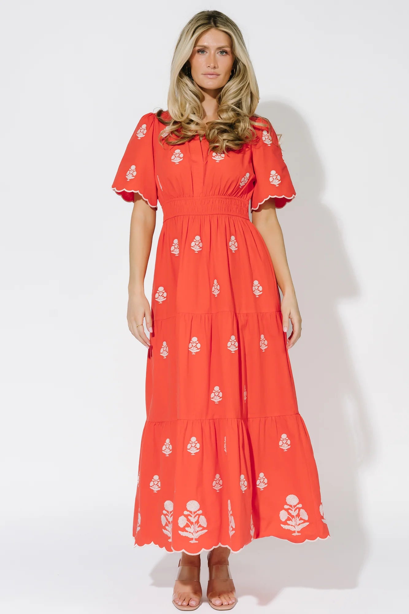 Delilah Embroidered Maxi Dress | Red Secondary image