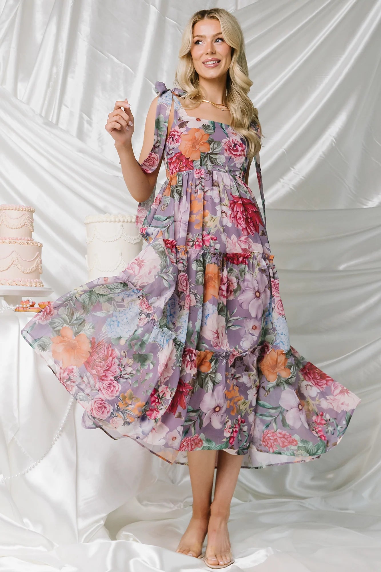 Anita Maxi Dress | Lavender Multi Print Secondary image