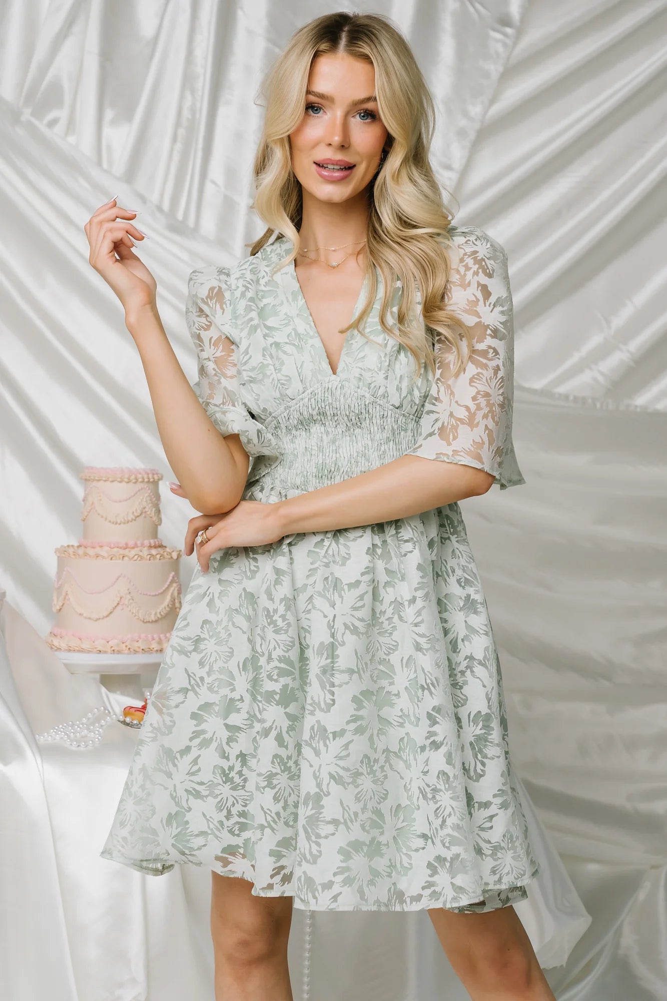 Bonnie Short Dress | Sage Floral Secondary image