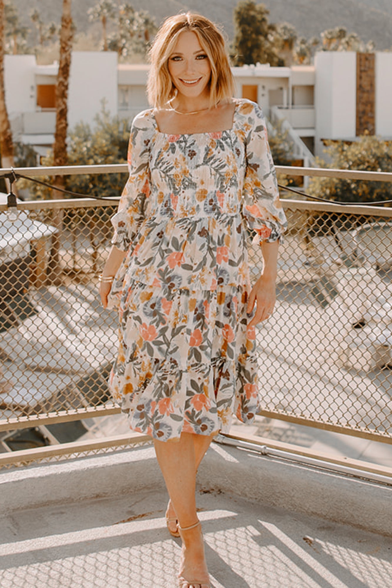 Marta Smocked Midi Dress | Multi Floral Secondary image