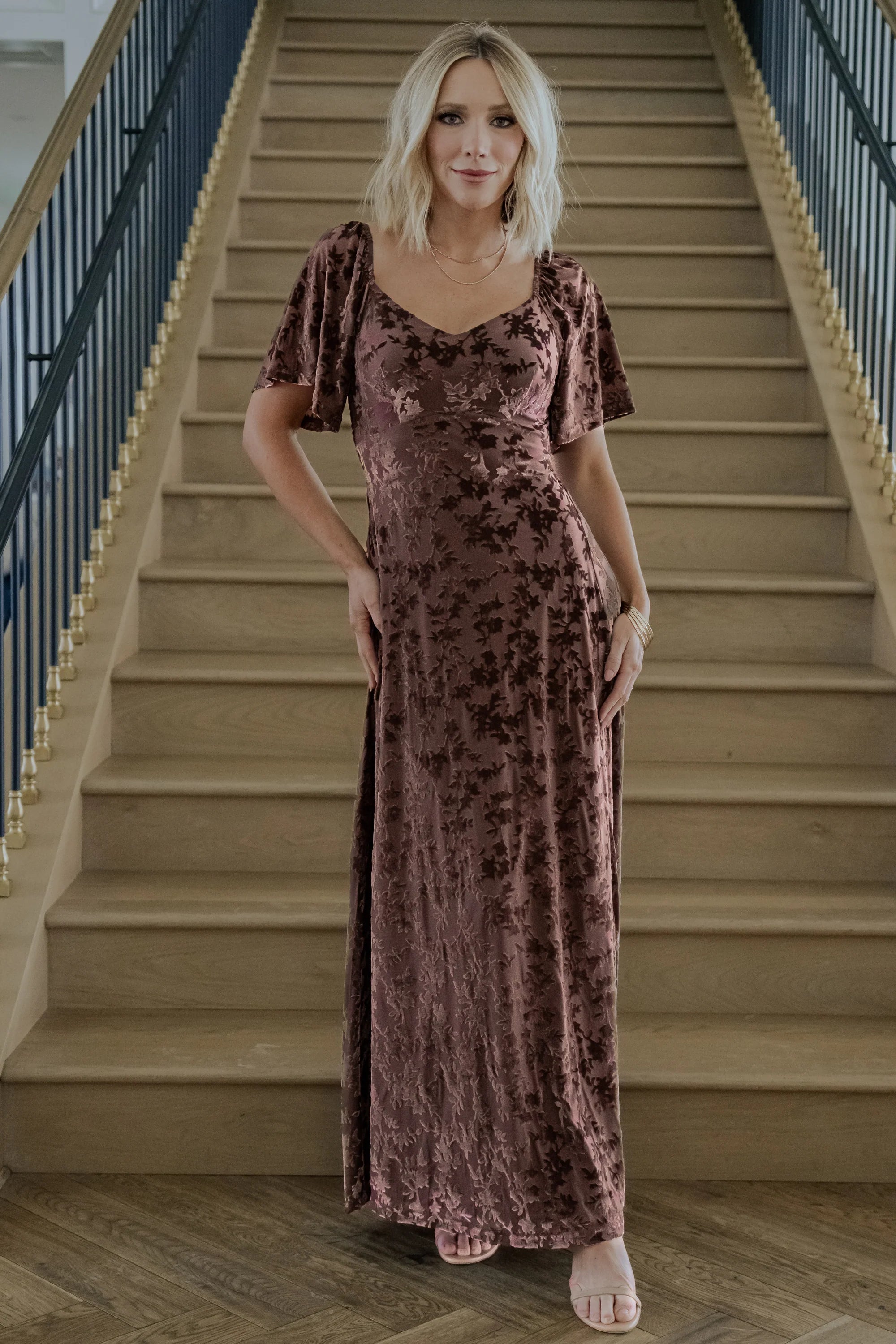 Everley Velvet Maxi Dress | Espresso Secondary image