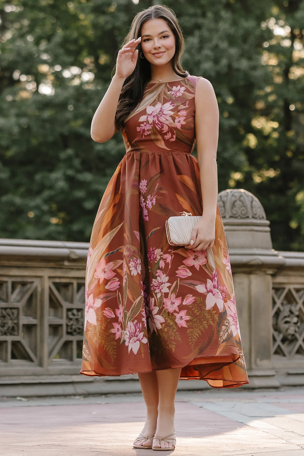 Hudson Midi Dress | Brown Floral