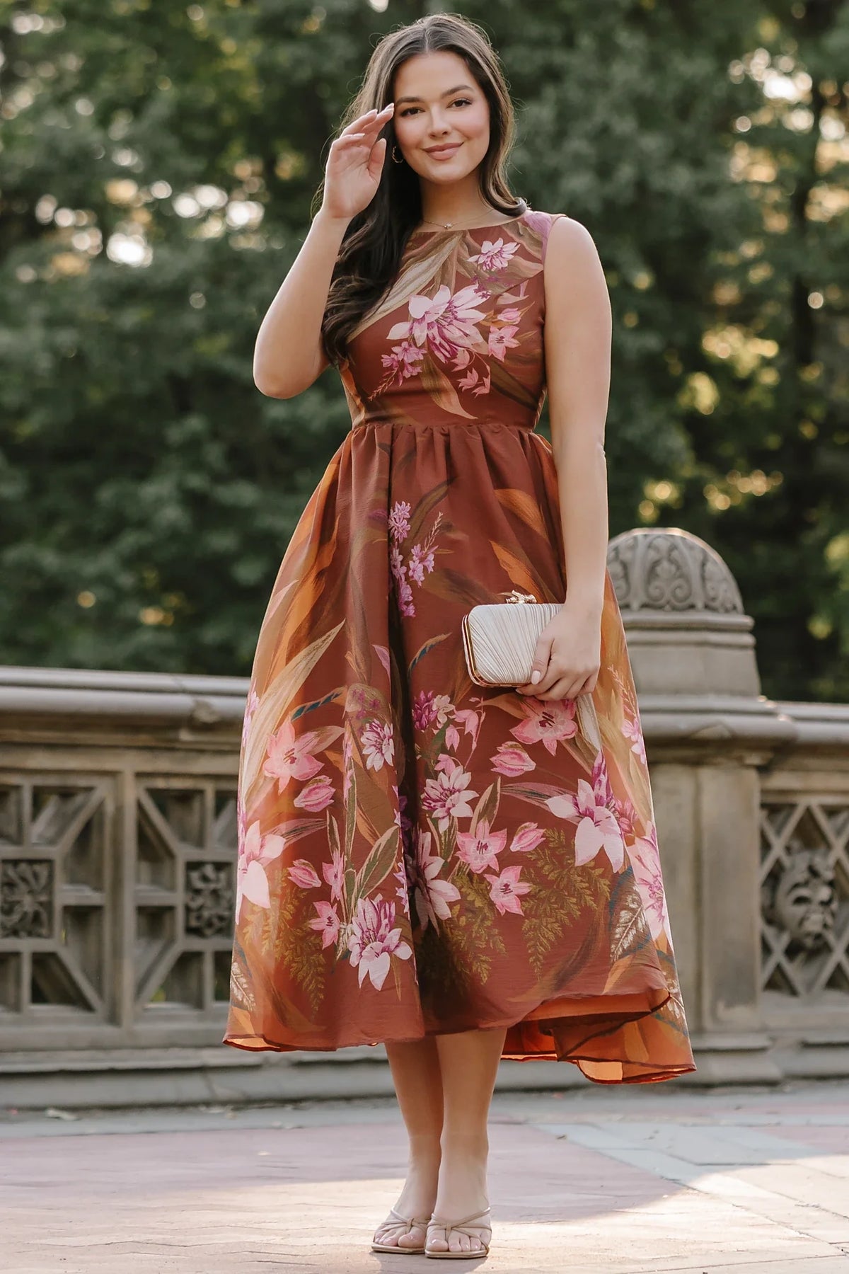 Hudson Midi Dress | Brown Floral Main image