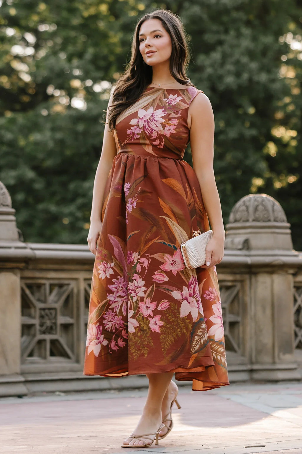 Hudson Midi Dress | Brown Floral