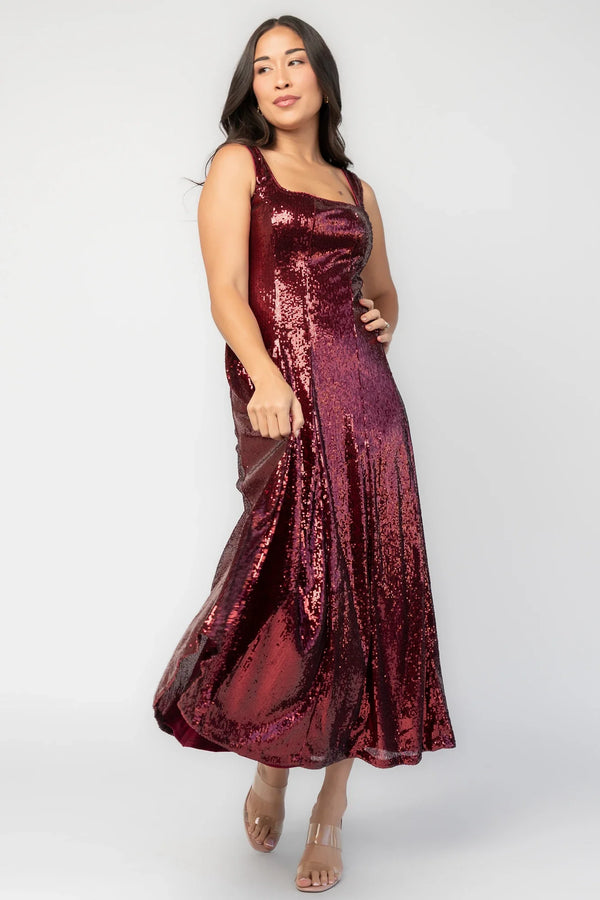Nell Sequin Dress | Wine