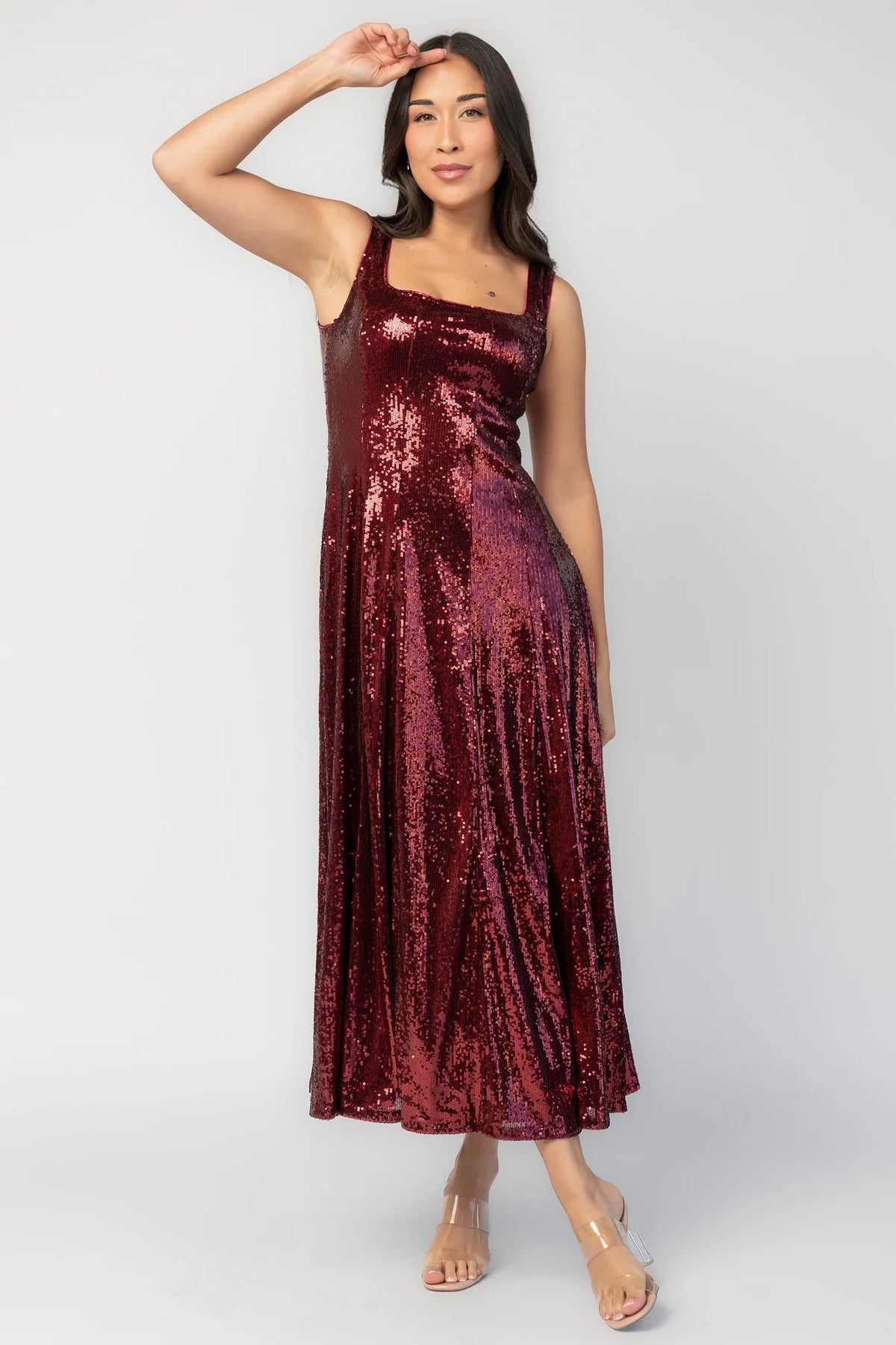 Nell Sequin Dress | Wine Main image