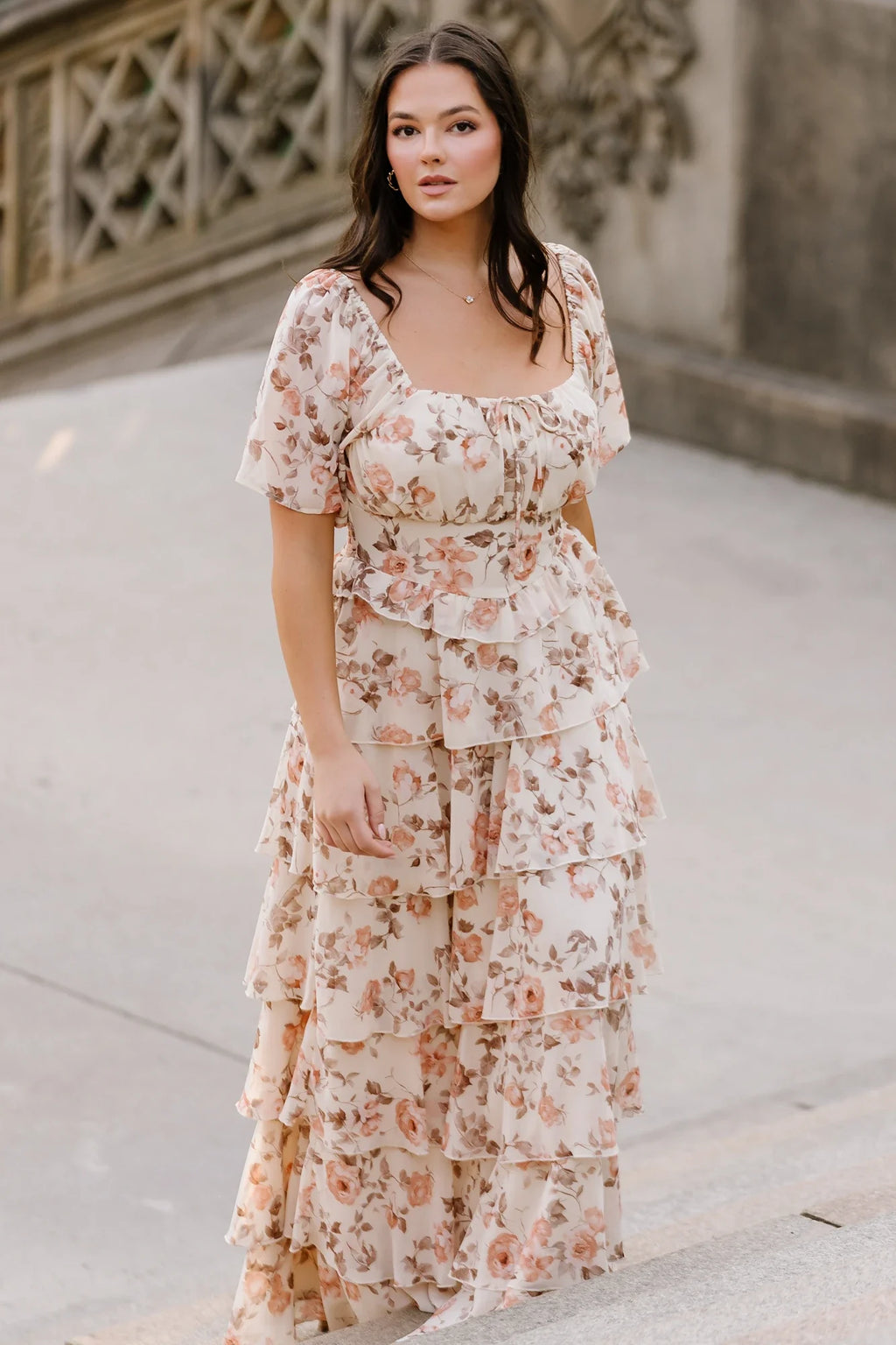 Bliss Tiered Maxi Dress | Vintage Cream Floral