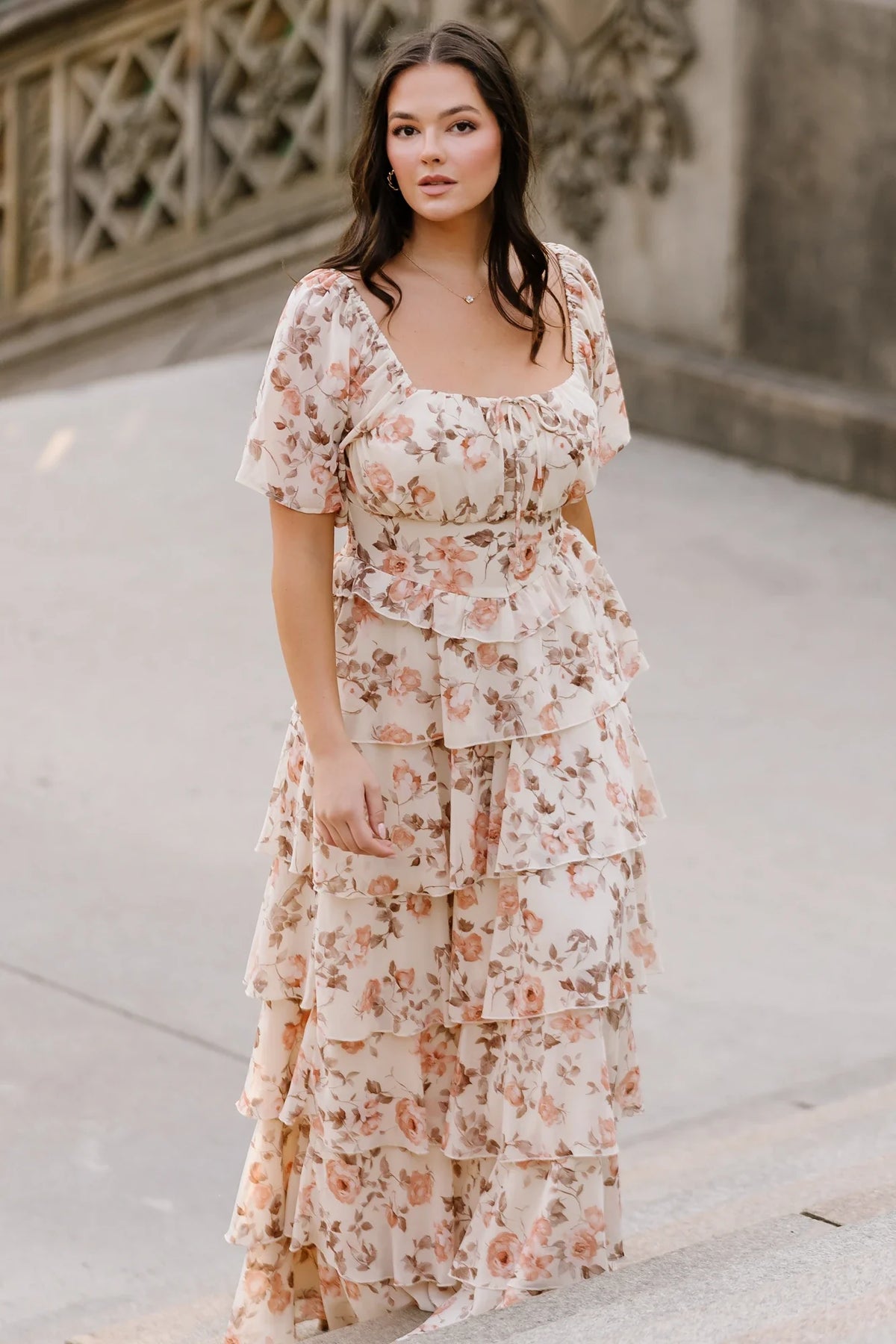 Bliss Tiered Maxi Dress | Vintage Cream Floral Main image