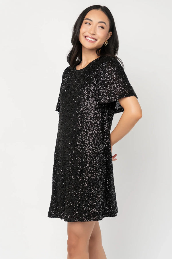 Kimber Sequin Shift Dress | Black