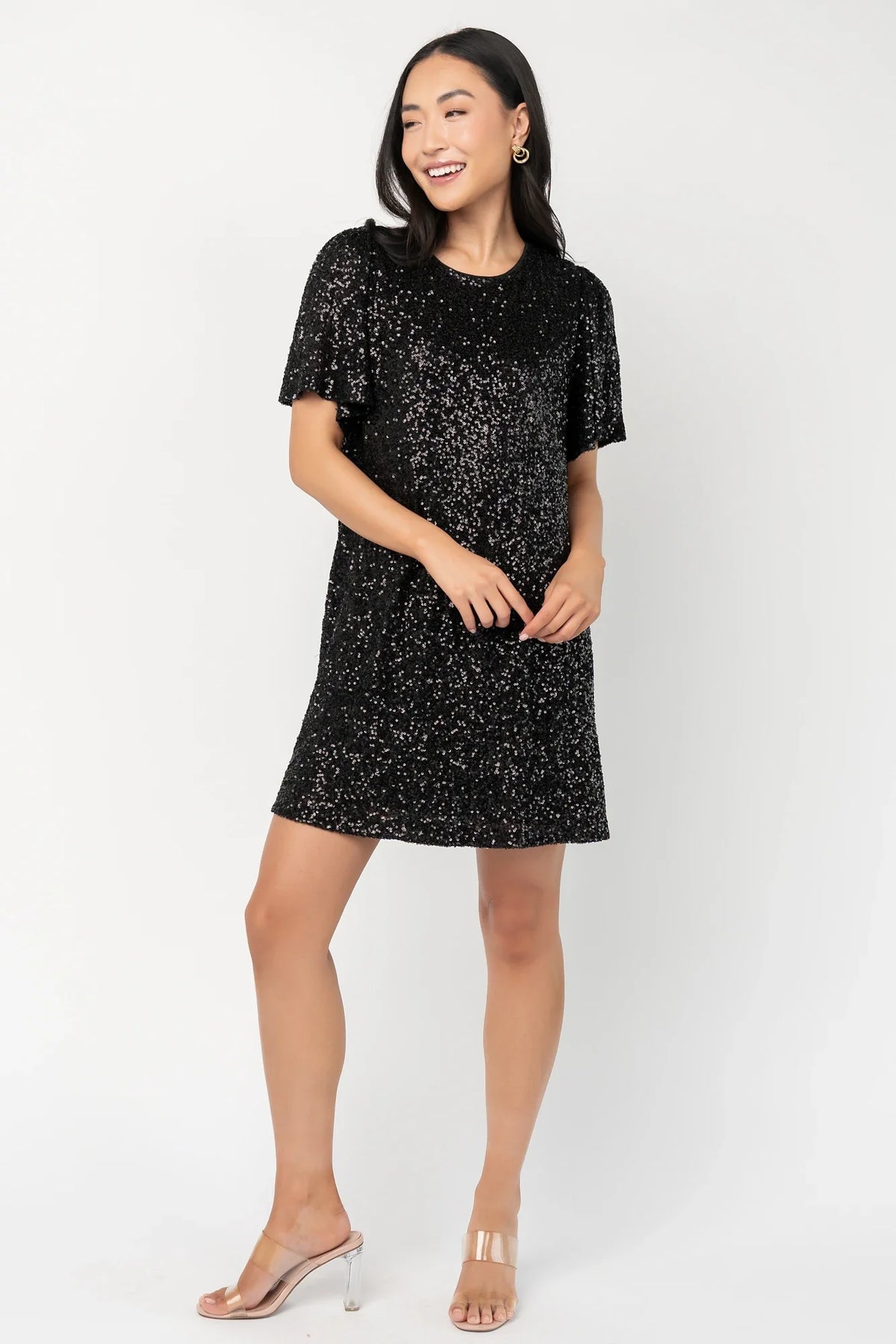Kimber Sequin Shift Dress | Black Main image