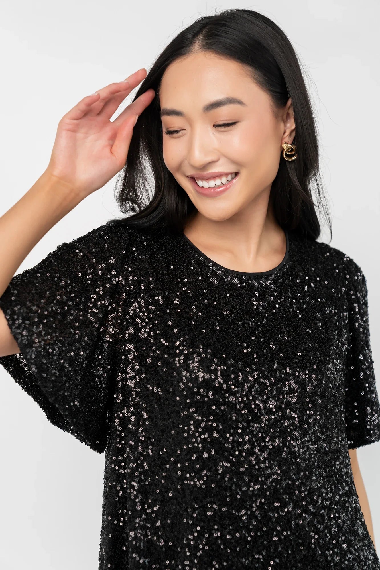 Kimber Sequin Shift Dress | Black Secondary image