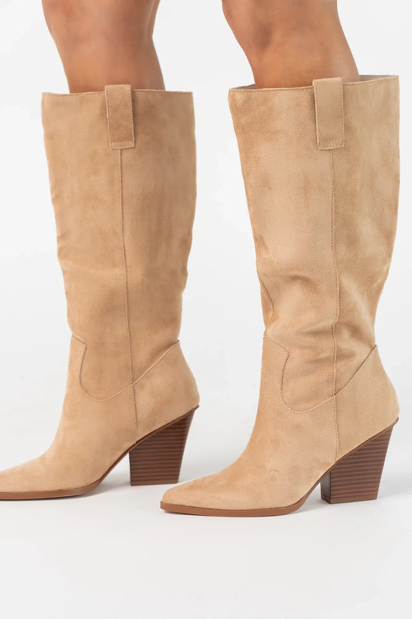 Wren Tall Western Boot | Beige