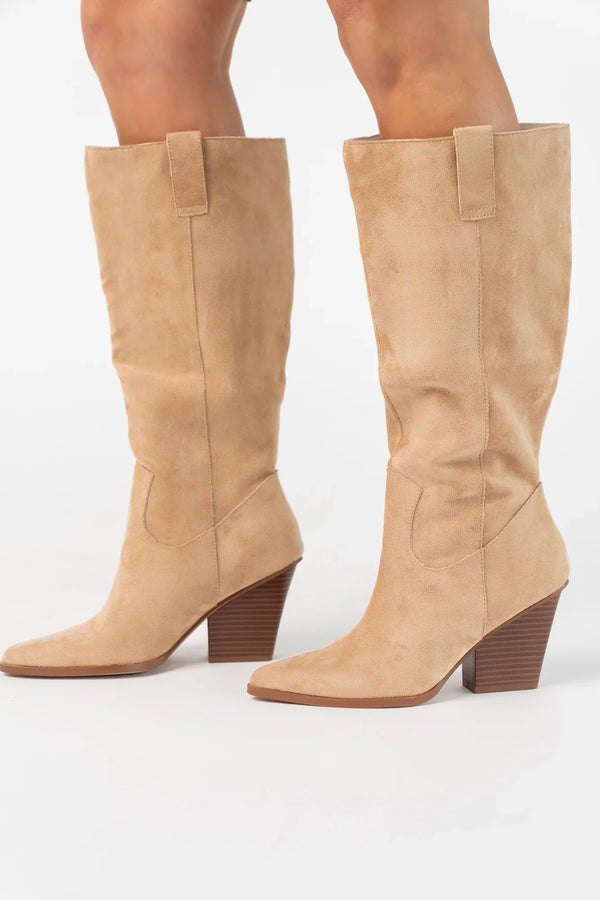Wren Tall Western Boot | Beige