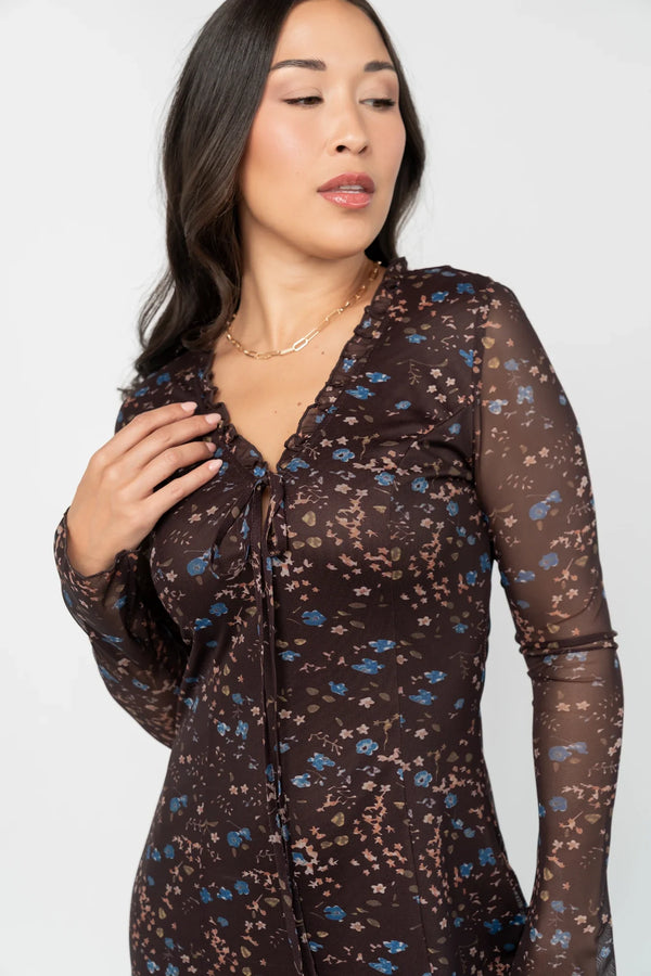 Sienna Maxi Dress | Brown Multi Floral