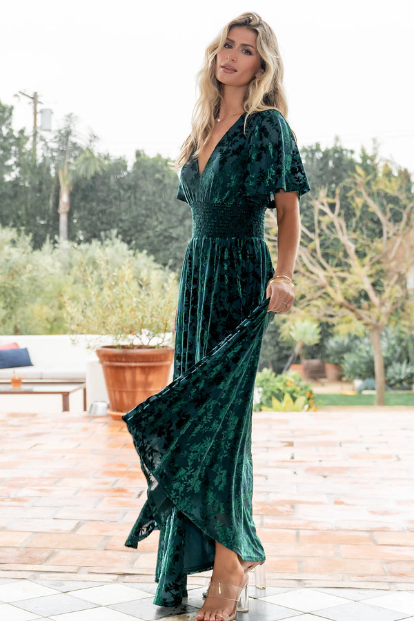 Veronica Velvet Maxi Dress | Green