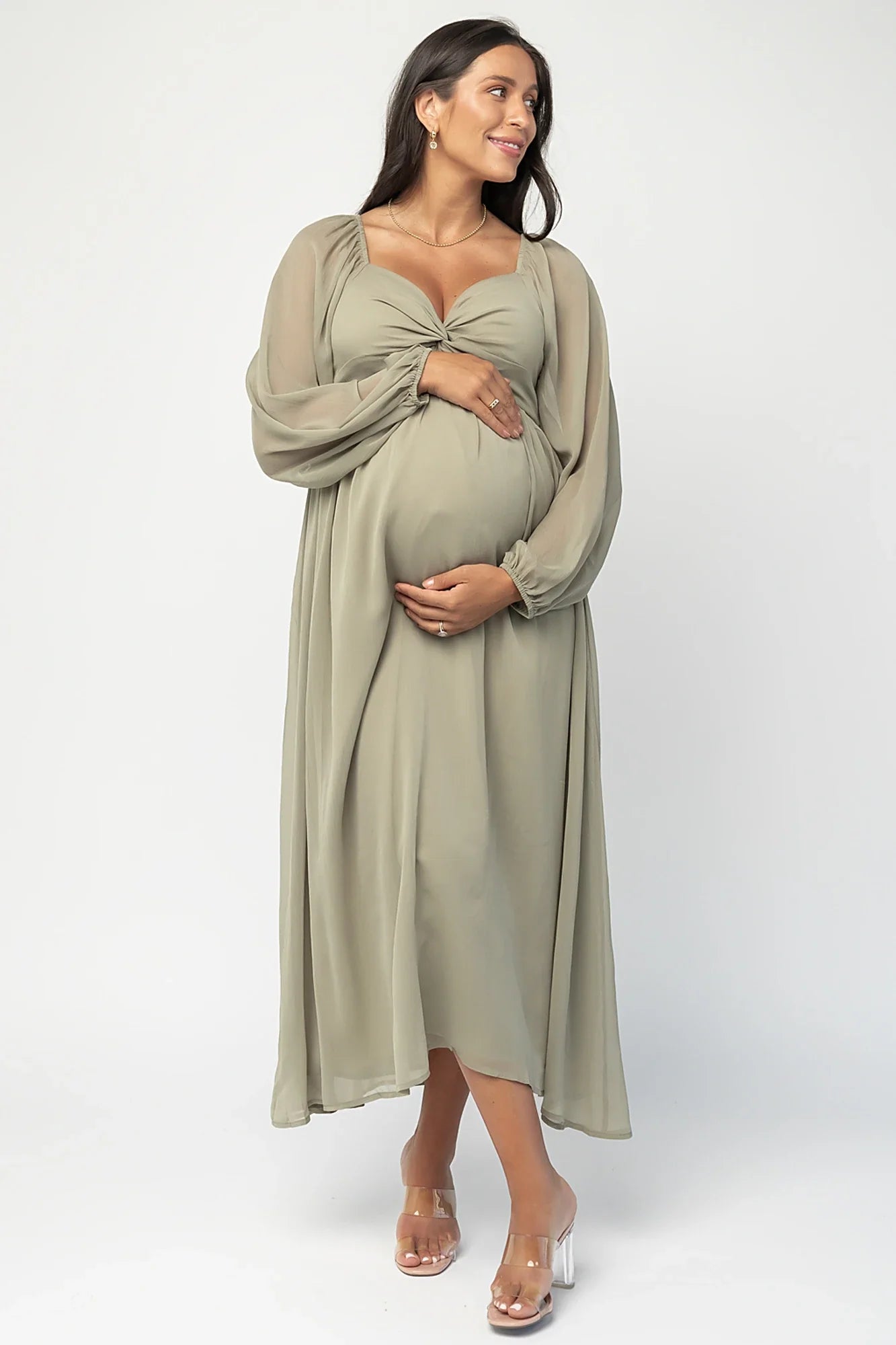 Dione Midi Dress | Dusty Olive Secondary image