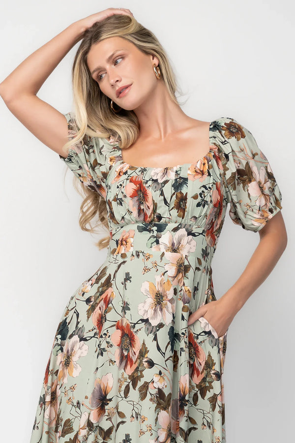 Charlotte Midi Dress | Sage Floral