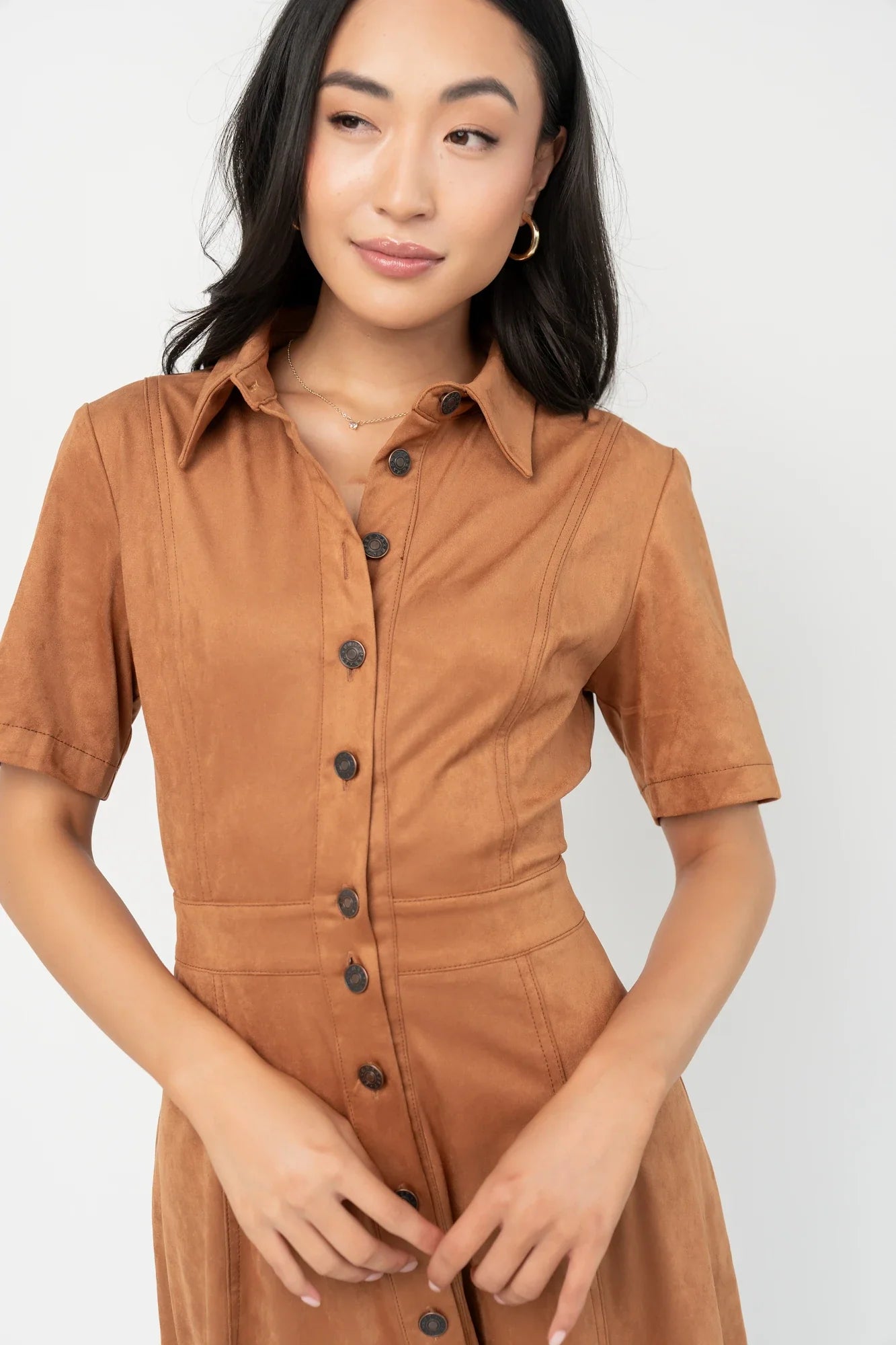 Fifth Avenue Button Up Dress | Camel Secondary image