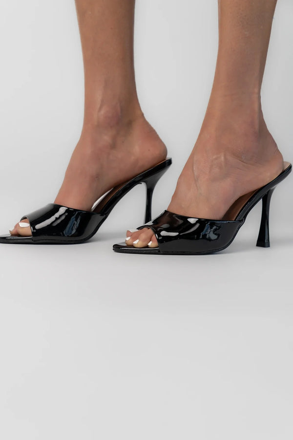Becka Open Toe Mule Heel | Black