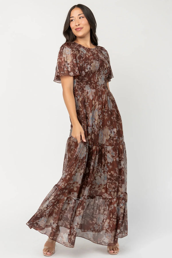 Adelaide Mesh Dress | Brown Multi