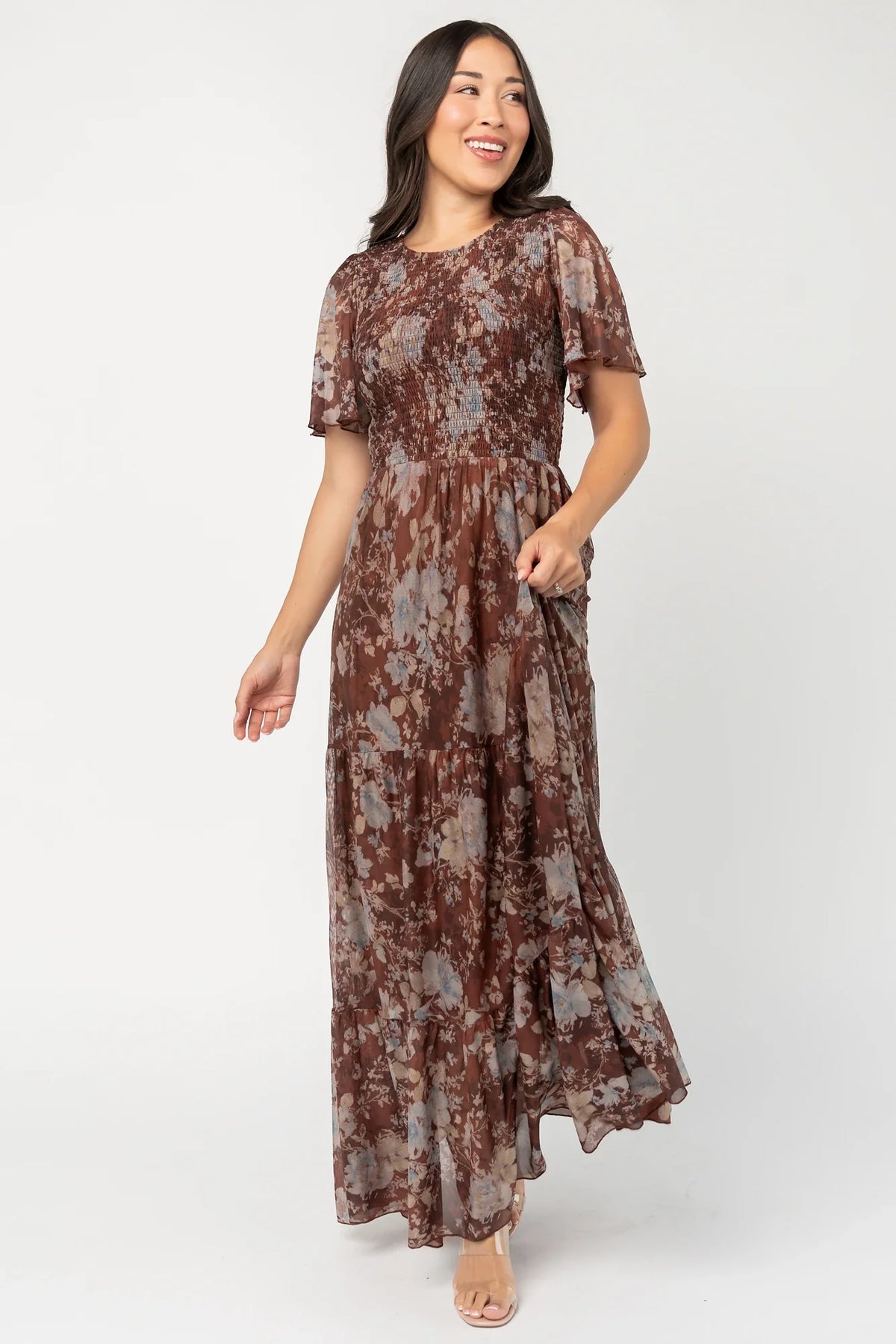 Adelaide Mesh Dress | Brown Multi Main image