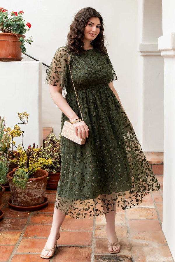 Kendra Embroidered Dress | Olive