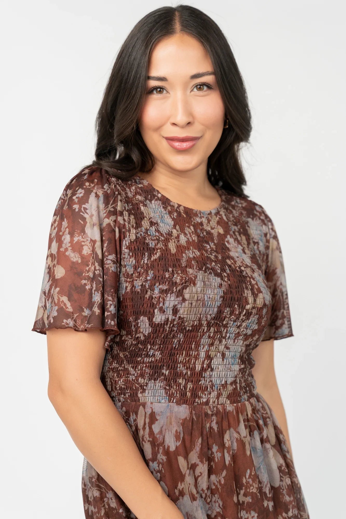Adelaide Mesh Dress | Brown Multi Secondary image