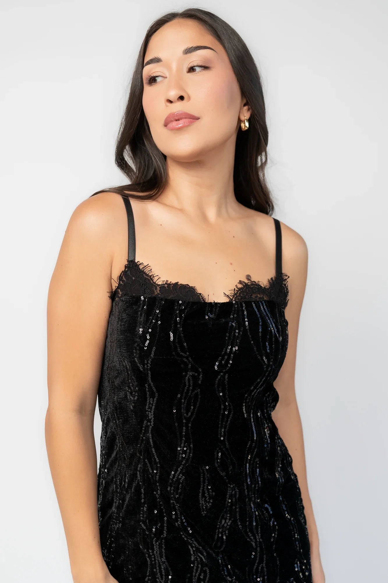 Sabina Sequin Midi Dress | Black Secondary image