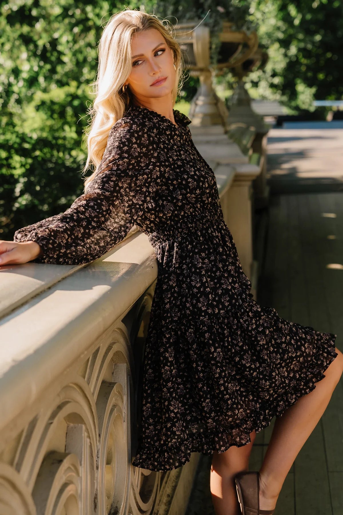 Fairfield Short Dress | Black Floral