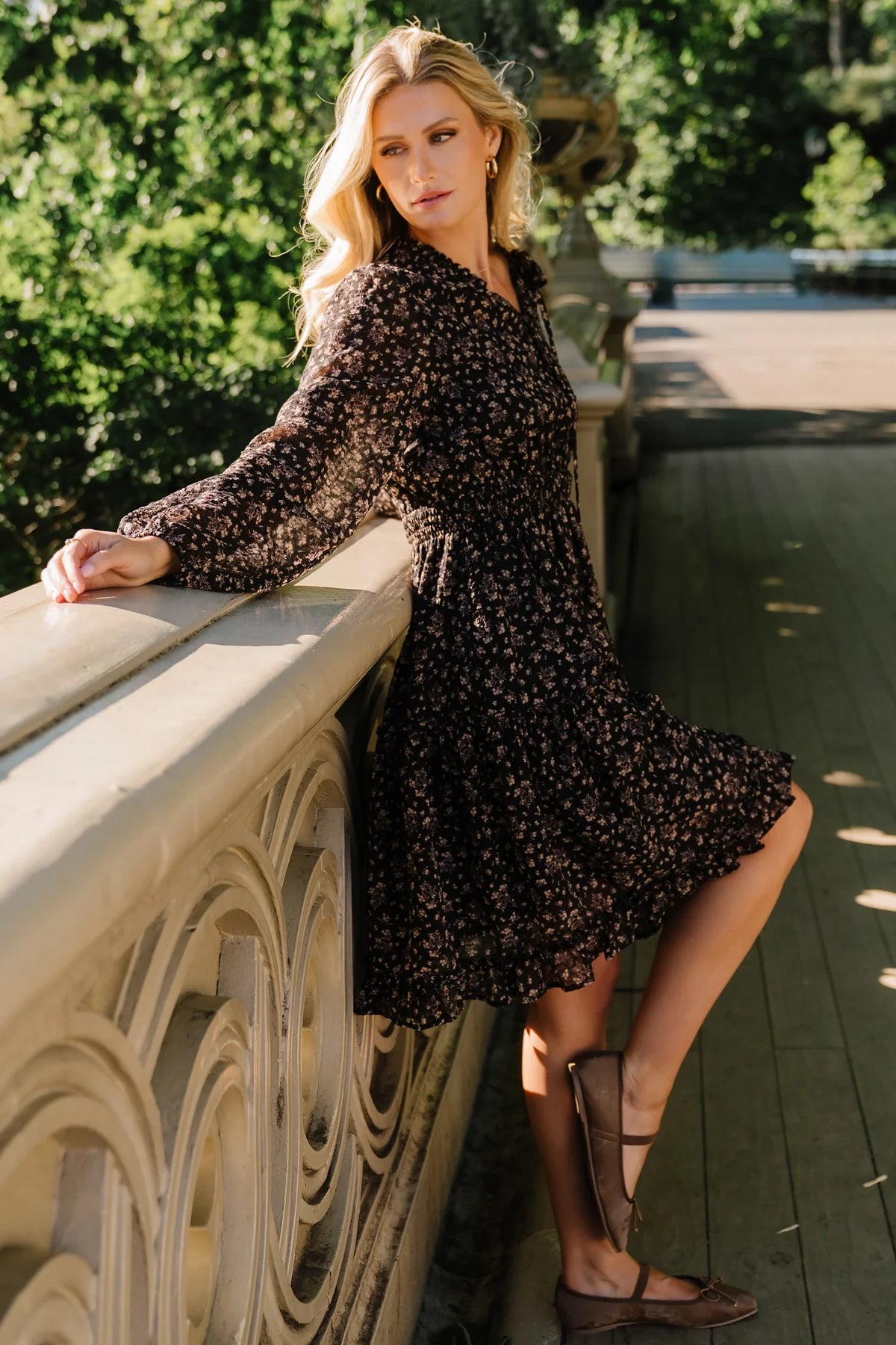 Fairfield Short Dress | Black Floral Main image