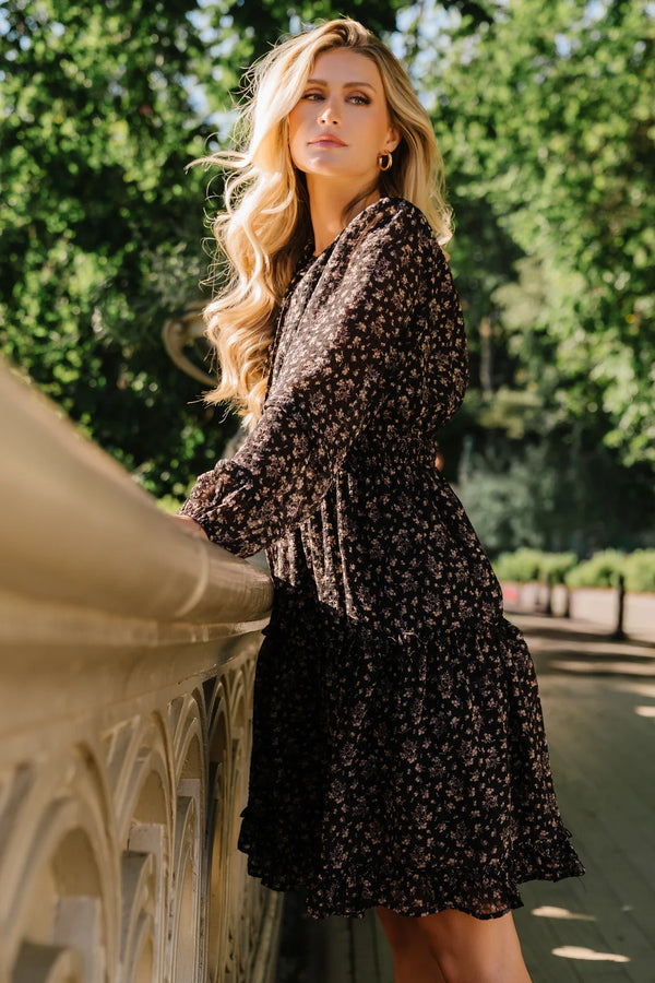 Fairfield Short Dress | Black Floral