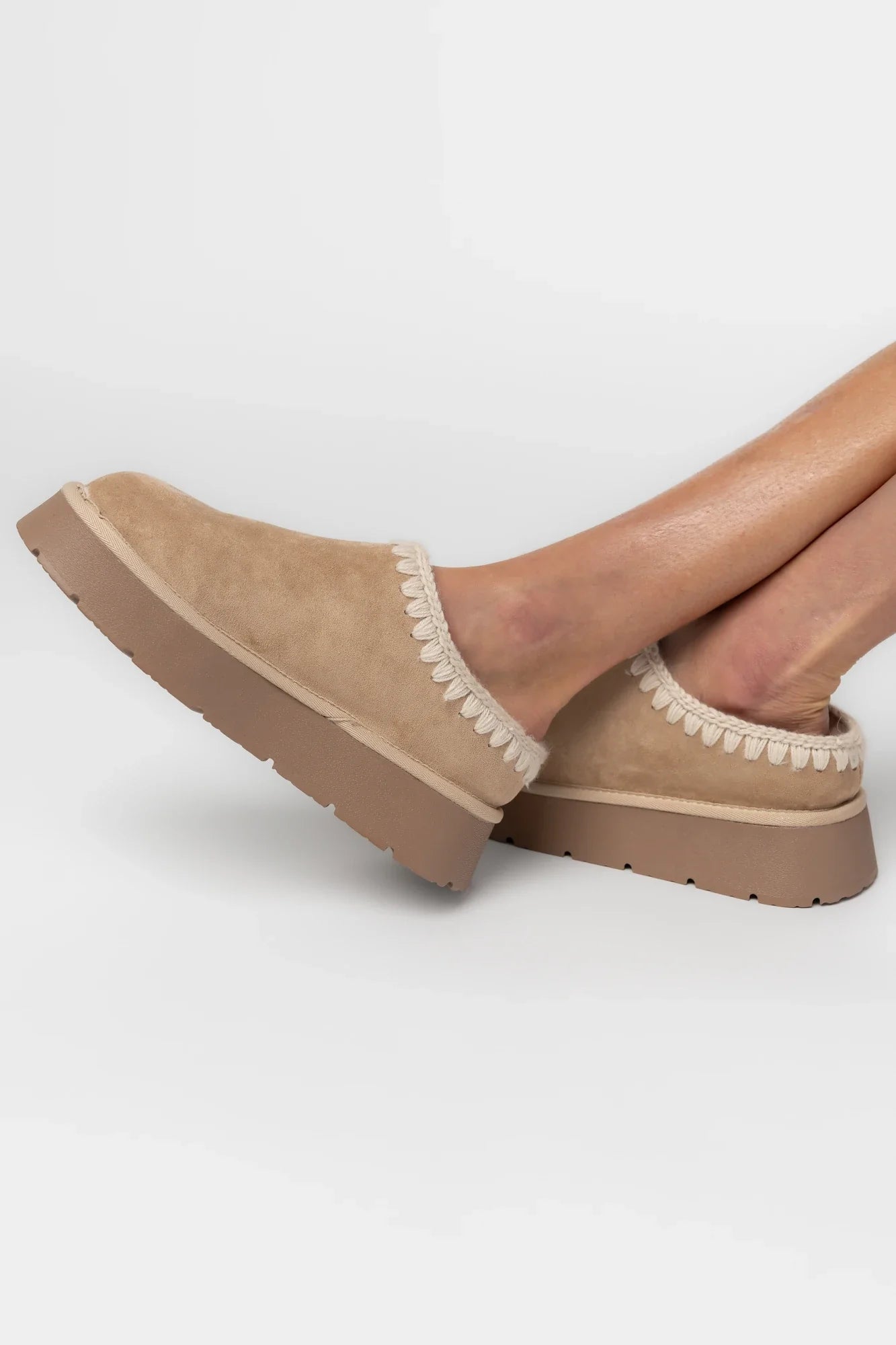 Pamela Platform Cozy Mule Slippers | Tan Secondary image