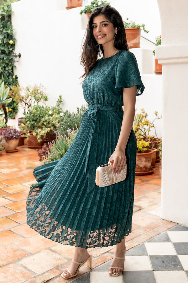 Mindy Pleated Dress | Emerald