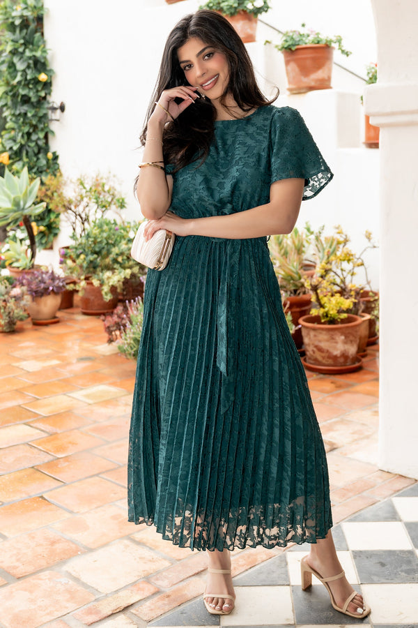 Mindy Pleated Dress | Emerald