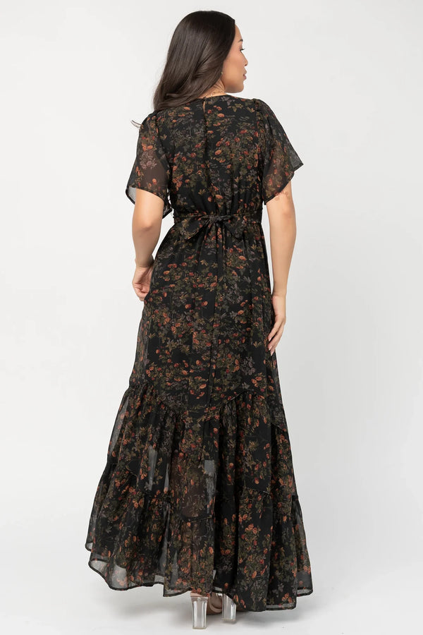 Katherine Maxi Dress | Black Multi Print