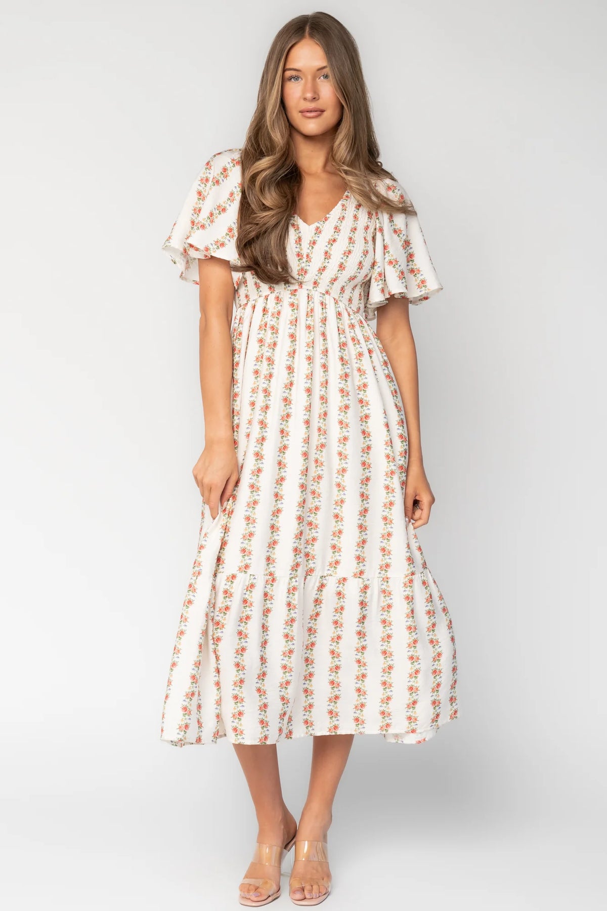 Turner Smocked Midi Dress | Cream Multi Main image