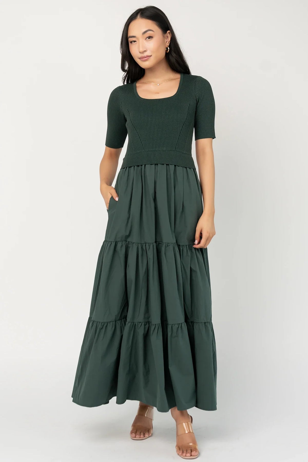 Astra Tiered Dress | Winter Green Main image