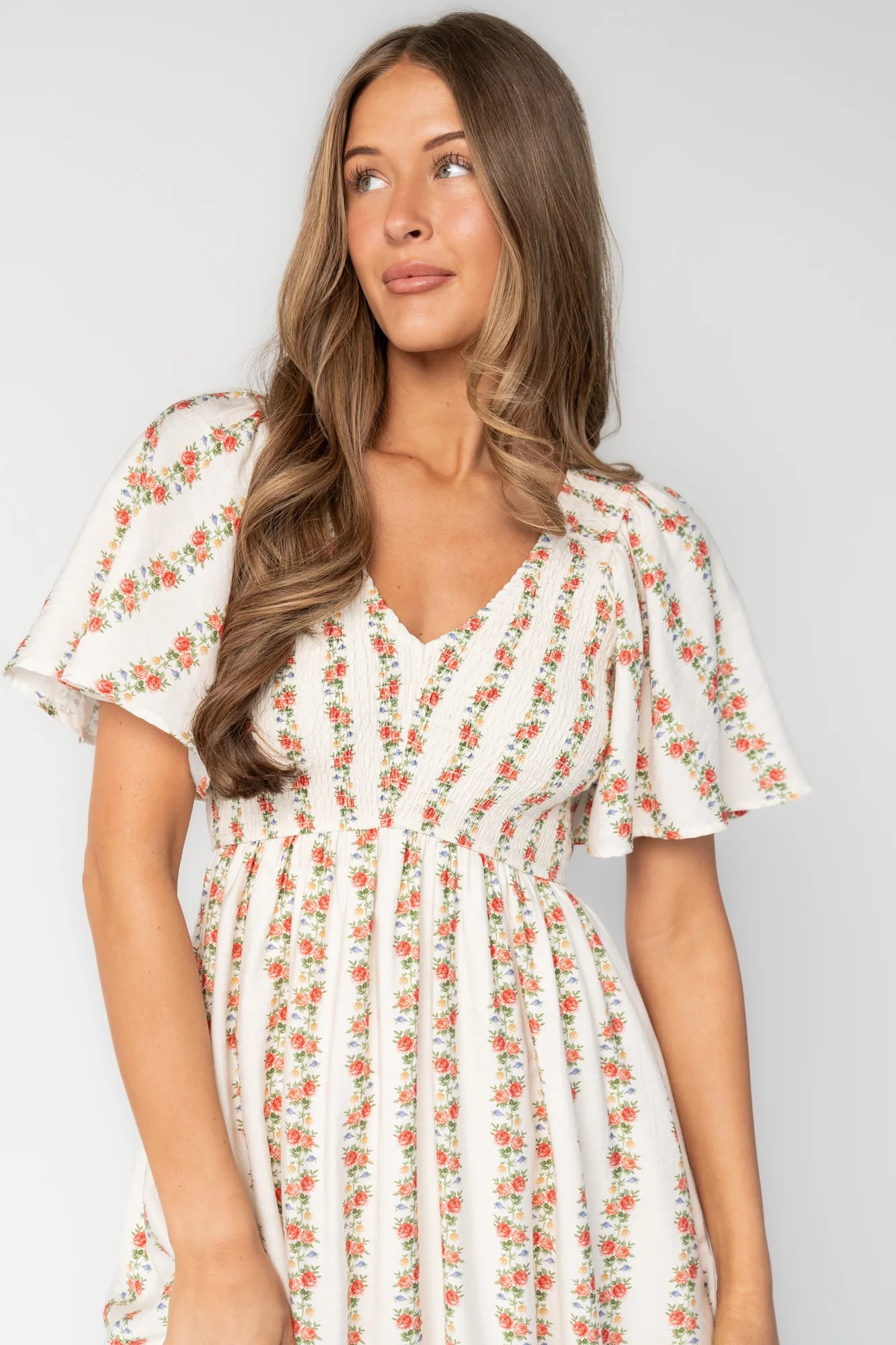Turner Smocked Midi Dress | Cream Multi Secondary image