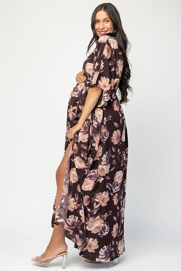 Hamilton Kimono Maxi Dress | Deep Plum Floral
