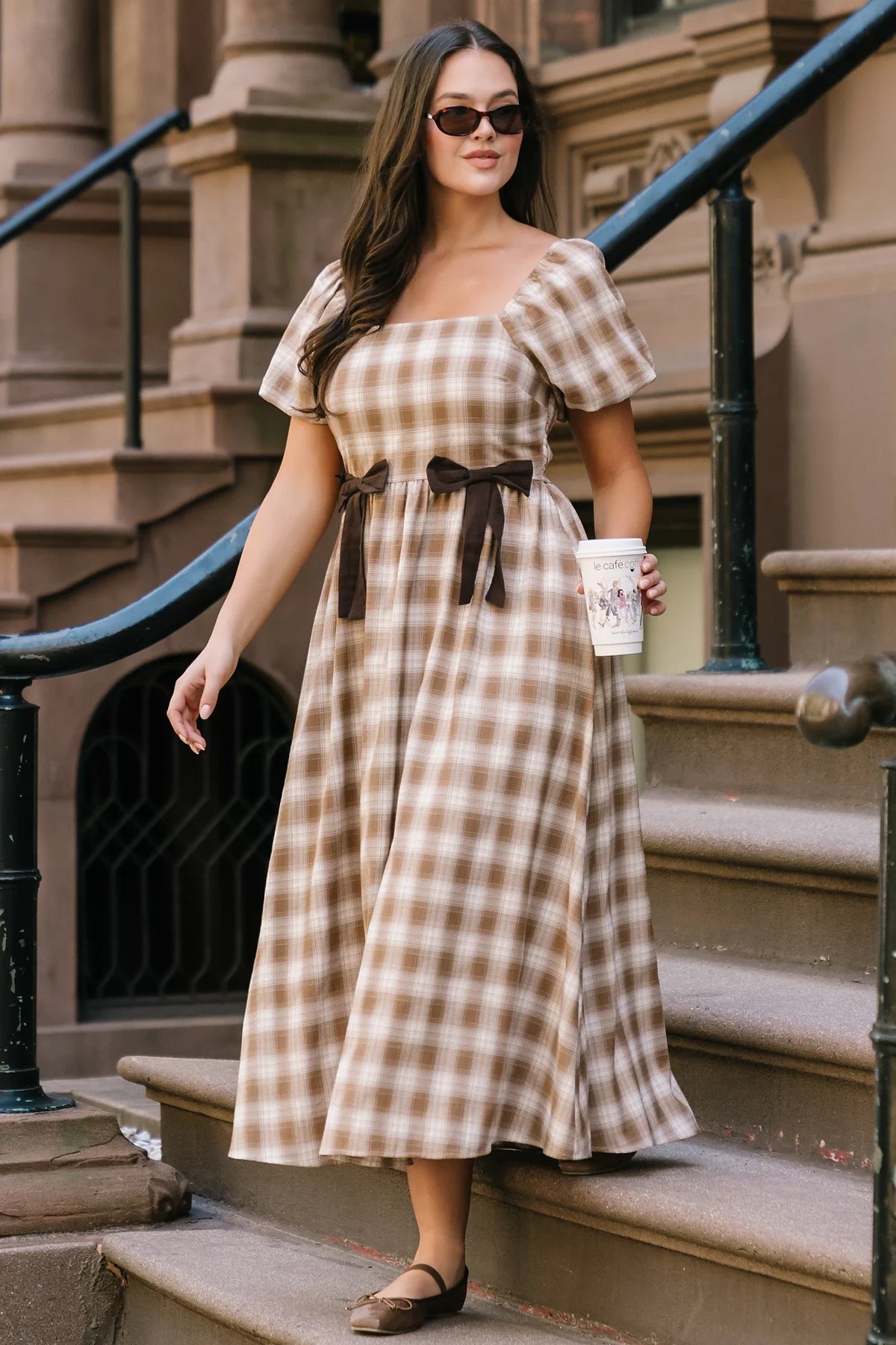 Sinclair Midi Dress | Brown Plaid Main image