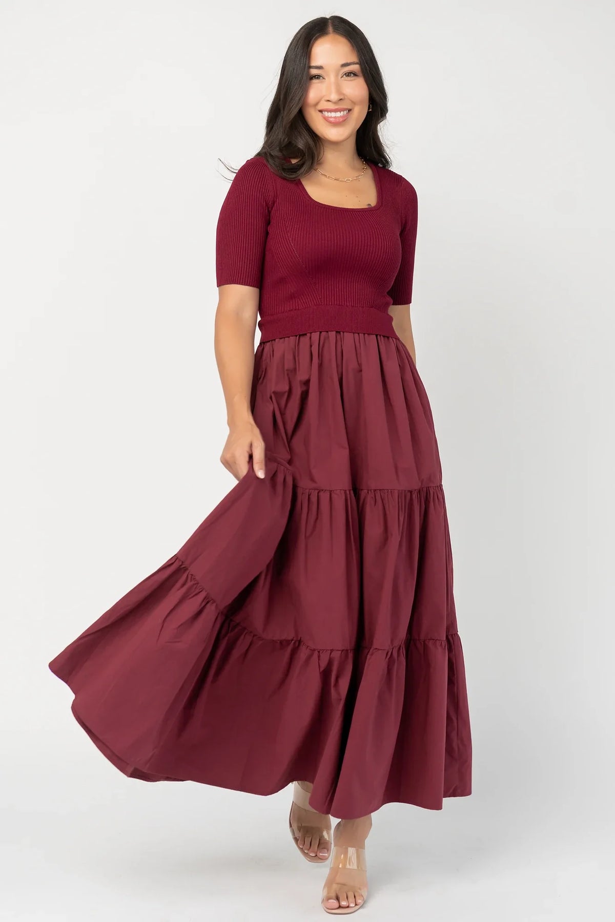 Astra Tiered Dress | Berry Main image
