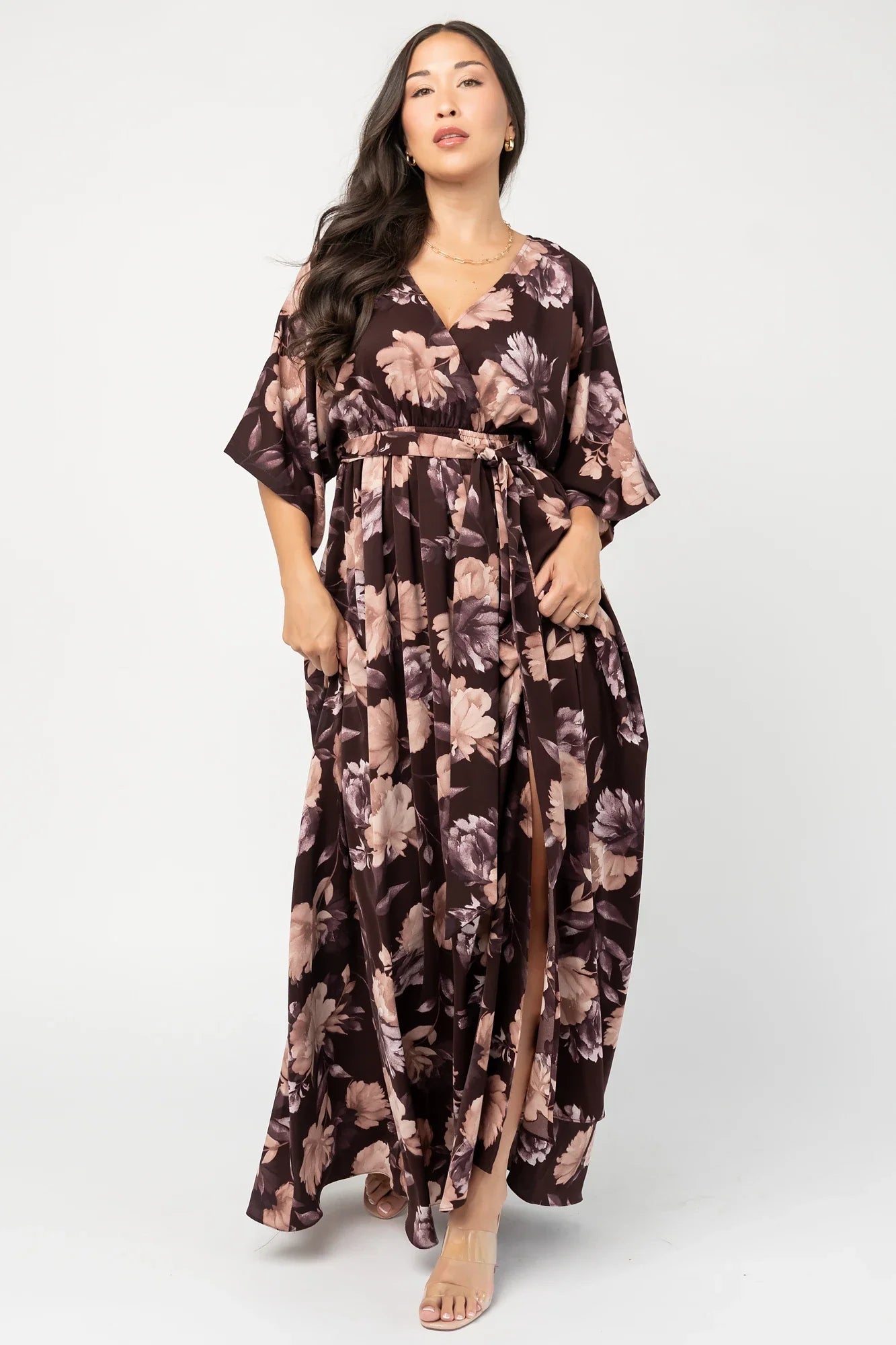 Hamilton Kimono Maxi Dress | Deep Plum Floral Secondary image
