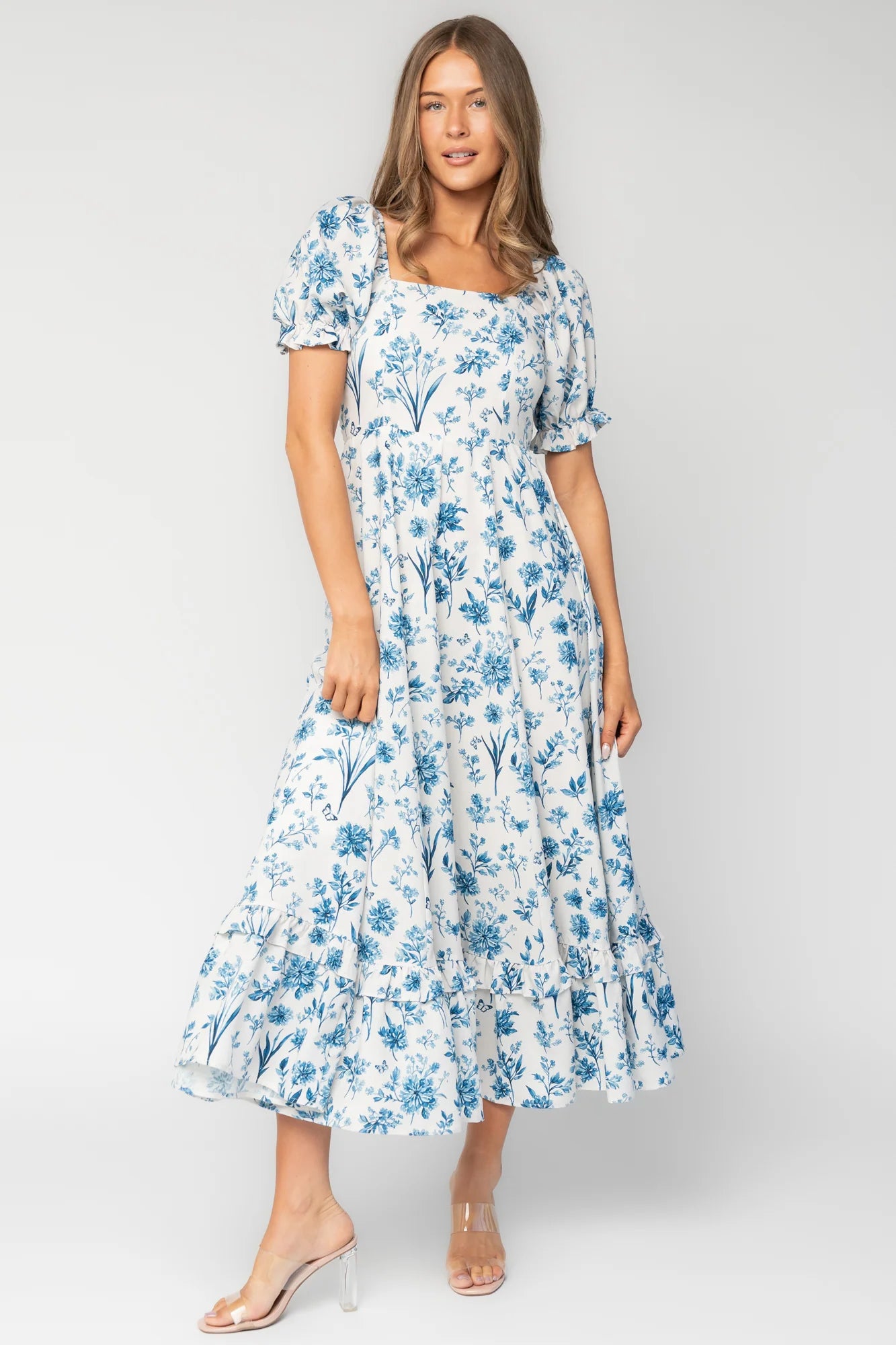 Addison Maxi Dress | Ivory + Blue Secondary image