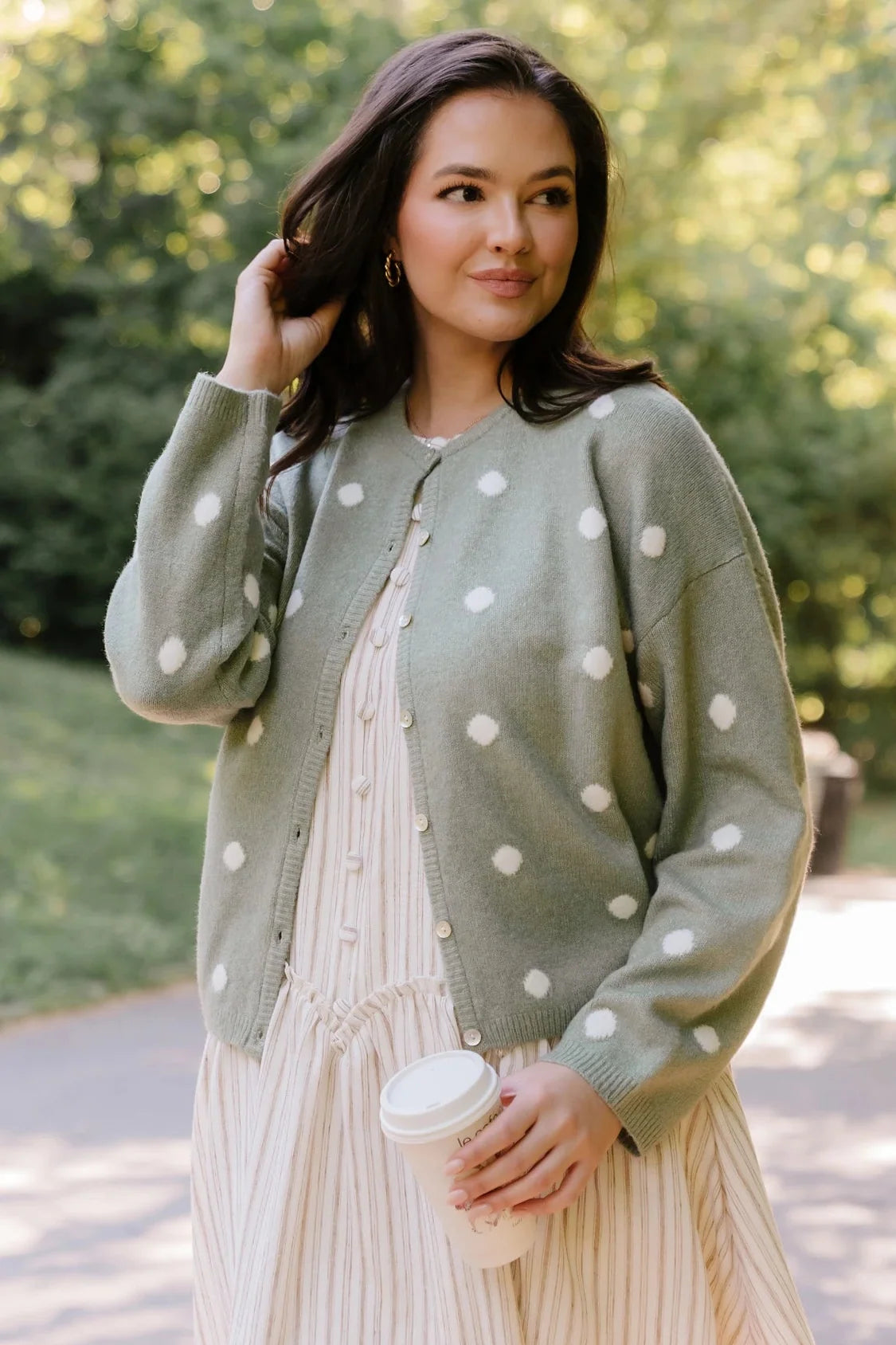 Cinder Cardigan | Sage + White Dot Main image