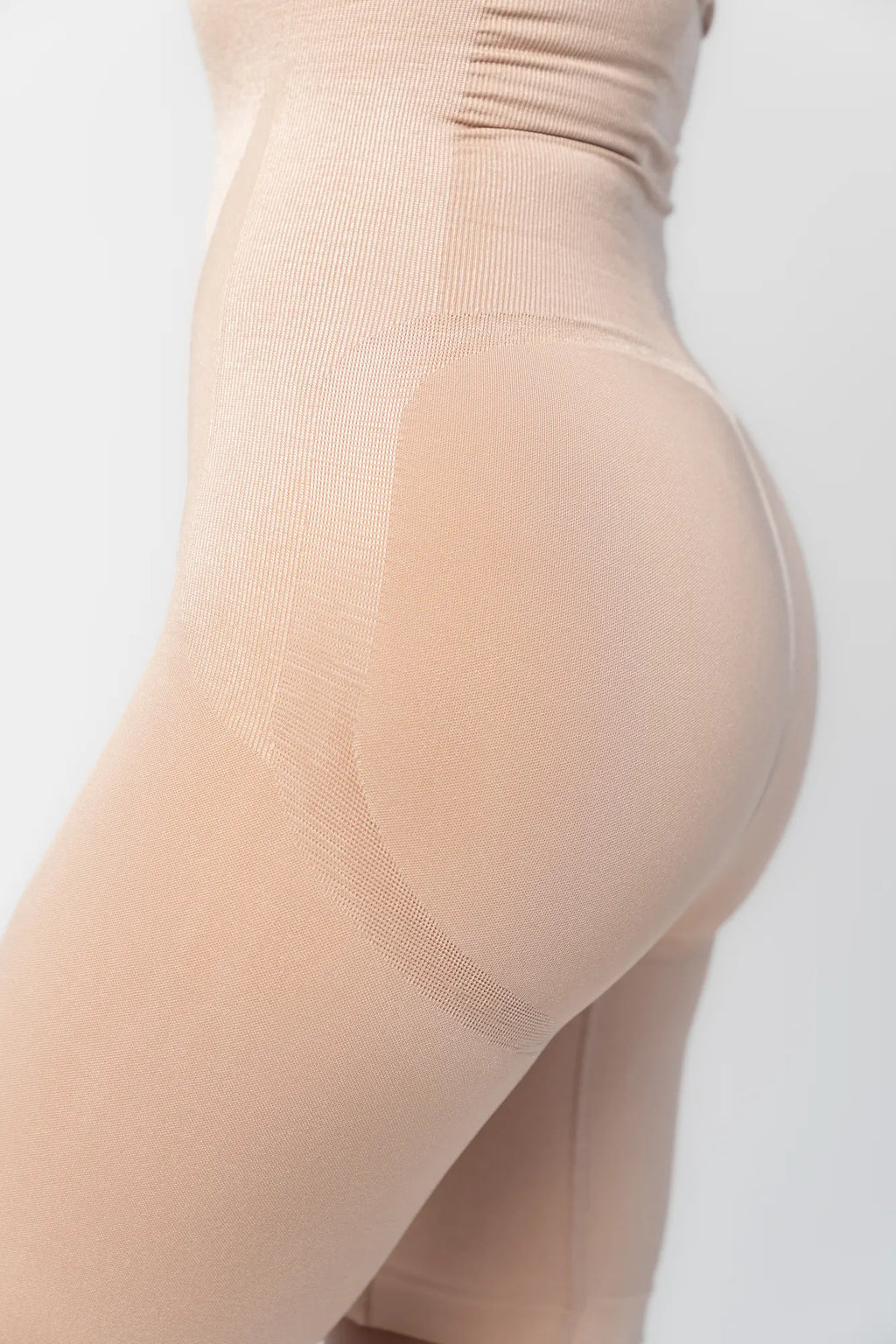 Essential High Waisted Mid Thigh Shorts | Nude
