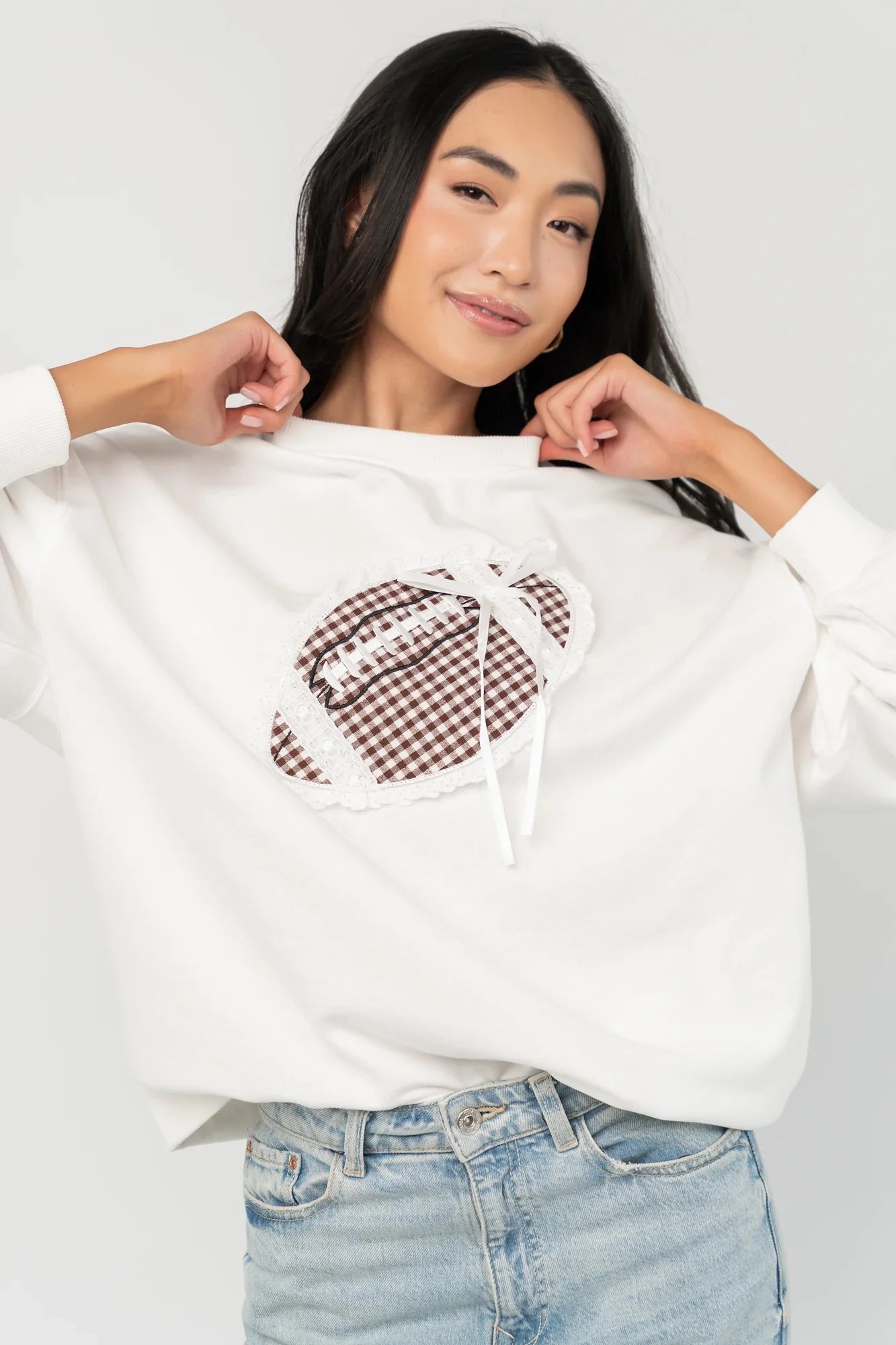 Stephen Gingham Crewneck | Ivory Secondary image